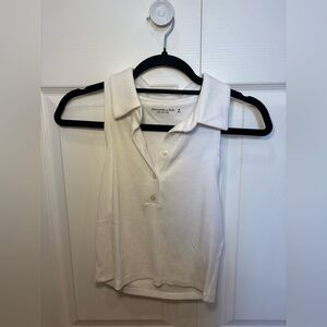 Abercrombie & Fitch Cream Sleeveless Polo Tank